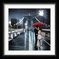Kissing on Brooklyn Bridge Fine Art Print