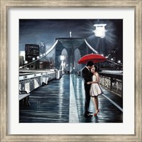 Kissing on Brooklyn Bridge Fine Art Print