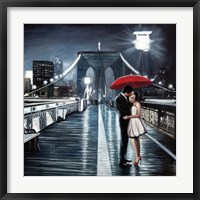 Kissing on Brooklyn Bridge Fine Art Print