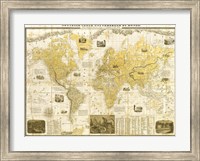 Gilded 1859 Map of the World Fine Art Print