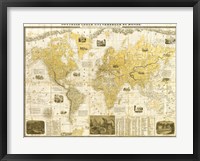 Gilded 1859 Map of the World Fine Art Print