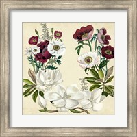 Magnolia & Poppy Wreath I Fine Art Print