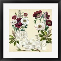 Magnolia & Poppy Wreath I Fine Art Print