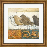 Birds on Damask I Fine Art Print