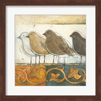 Birds on Damask I Fine Art Print