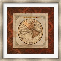 Red Damask Map I Fine Art Print