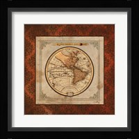Red Damask Map I Fine Art Print