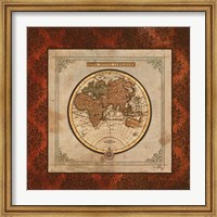 Red Damask Map II Fine Art Print
