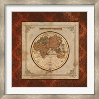 Red Damask Map II Fine Art Print