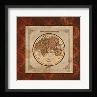 Red Damask Map II Fine Art Print