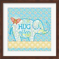 Blue Elephant I - Hug Often Fine Art Print