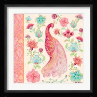 Pink Medallion Peacock I Framed Print