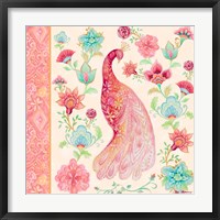 Pink Medallion Peacock I Framed Print