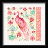 Pink Medallion Peacock II Framed Print