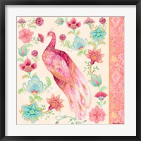 Pink Medallion Peacock II Framed Print