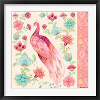 Pink Medallion Peacock II Framed Print