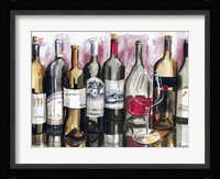 Bottles Reflect on Red I Framed Print
