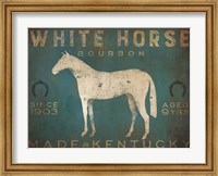White Horse with Words Blue Fine Art Print