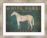 White Horse with Words Blue Fine Art Print