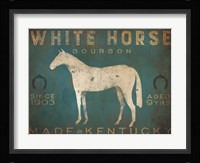 White Horse with Words Blue Fine Art Print