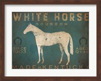 White Horse with Words Blue Fine Art Print