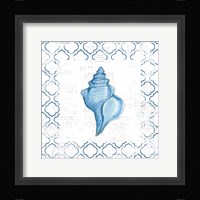 Navy Conch Shell on Newsprint Fine Art Print