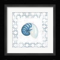 Navy Nautilus Shell on Newsprint Fine Art Print