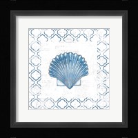 Navy Scallop Shell on Newsprint Fine Art Print