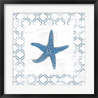 Navy Starfish on Newsprint Fine Art Print