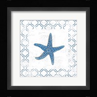 Navy Starfish on Newsprint Fine Art Print