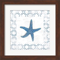 Navy Starfish on Newsprint Fine Art Print