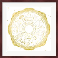 Night Sky Zodiac White and Gold Fine Art Print