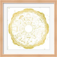 Night Sky Zodiac White and Gold Fine Art Print