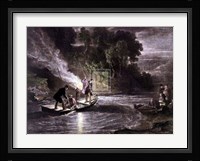 Salmon Spearing By Touchlight Fine Art Print