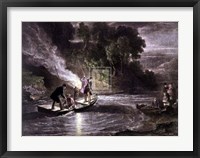 Salmon Spearing By Touchlight Fine Art Print