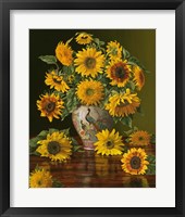Sunflowers In A Peacock Vase Fine Art Print