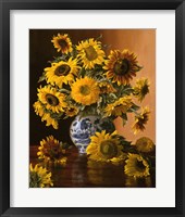 Sunflowers in a Blue Willow Vase Fine Art Print