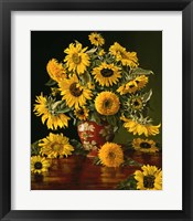 Sunflowers in a Crimson Vase Fine Art Print