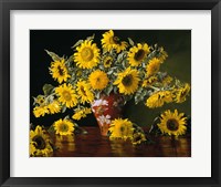 Sunflower in a Red Chinese Vase Fine Art Print
