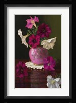 Petunias In Pink Vase Framed Print