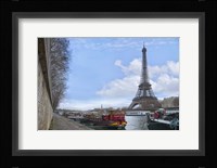 Eiffel Tower and Seine Boats in Paris Fine Art Print
