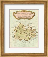 Petite Map of Island of Antigua Fine Art Print