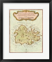 Petite Map of Island of Antigua Fine Art Print