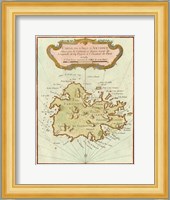 Petite Map of Island of Antigua Fine Art Print