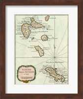 Petite Map of the Antilles Islands I Fine Art Print