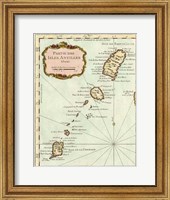 Petite Map of the Antilles Islands II Fine Art Print