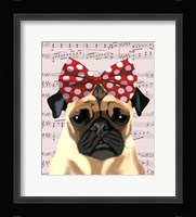 Pug with Red Spotty Bow On Head Fine Art Print