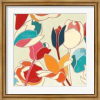 Cloisonne Tulipe II Turquoise and Indigo Vignette Fine Art Print