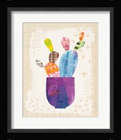 Collage Cactus III on Graph Paper Framed Print