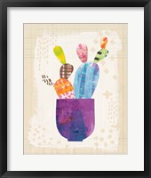 Collage Cactus III on Graph Paper Framed Print